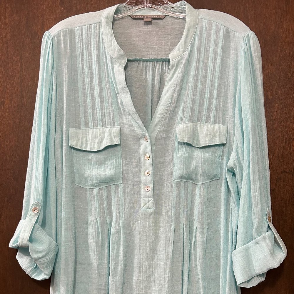 Ladies Tunic Top with rolled buttoned sleeve